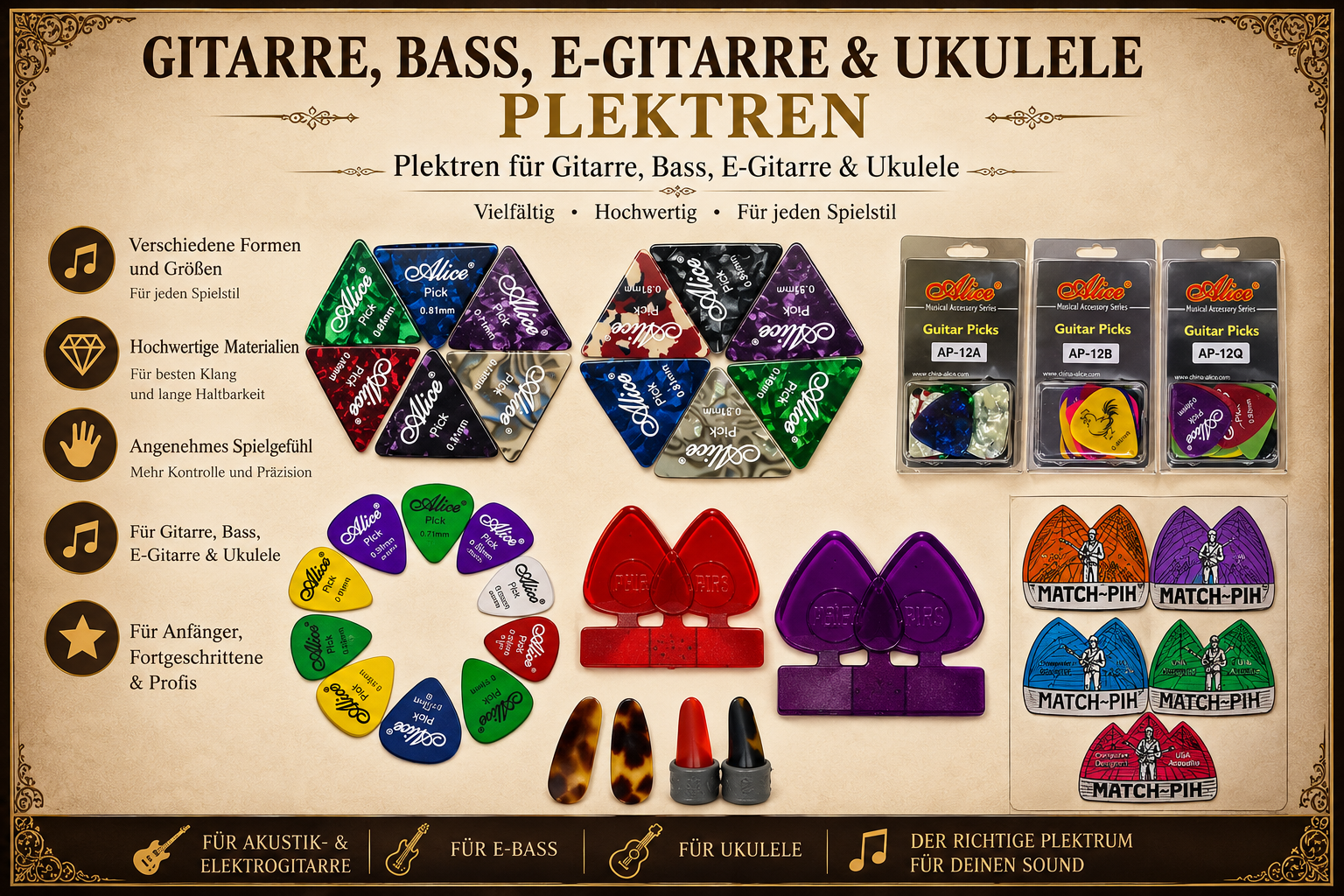 Gitarre, Bass, E-Gitarre & Ukulele Plektren category icon/image